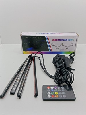  12 led'li ayak altı led lamba kumandalı sese duyarlı çakmaklık girişli rgb araç ıçi aydınlatma