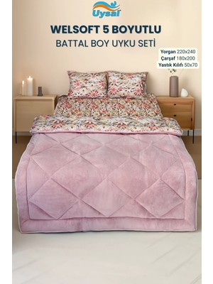 Uysal Yorgan Welsoft 5 Boyutlu Battal Boy Uyku Seti PUDRA
