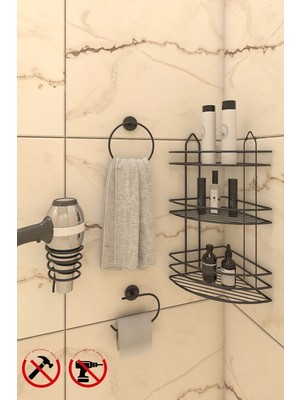 Feyza Design Siyah EK03 Seti Halka Havlu, Açık Ağıtlık, Kare Tasarım