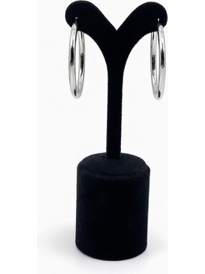 Pangu Gümüş Renk Çelik Büyük Kalın Halka Küpe