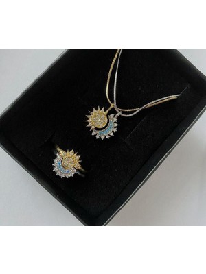 Ay ve Güneş Kolye Yüzük Set