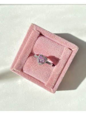 Ciddi İlişki İçin Pembe Kalpli Yüzük Çelik Materyal ve Kalp Şeklinde Tasarım