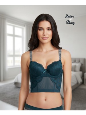 Intive Lingerie Intive 'vs Logolu' Premium Taşlı Askılı Balenli Double Push-Uplı Korse Detaylı Ithal Sütyen Büstiyer