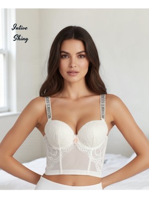 Intive Lingerie Intive 'vs Logolu' Premium Taşlı Askılı Balenli Double Push-Uplı Korse Detaylı Ithal Sütyen Büstiyer