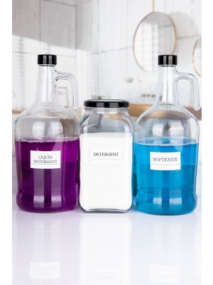 Feyza Design Şık Cam Dekoratif 3'lü Sıvı Şişesi ve Kavanoz Seti, 3 Lt