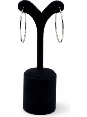 Pangu Gümüş Renk Çelik Büyük Ince Halka Küpe