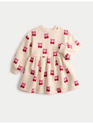 Marks & Spencer Pamuk Karışımlı Kiraz Desenli Elbise (1–8 Yaş)