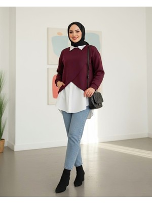 Modamorfo Gömlekli Bolerolu Oysho Üst Takım  -Bordo