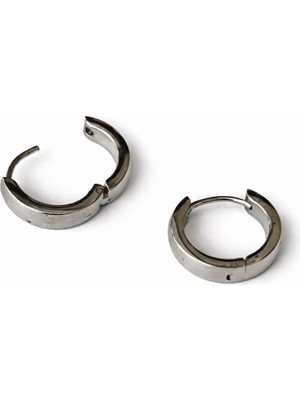 Pangu Gümüş Renk Çelik Kalın Halka Küpe