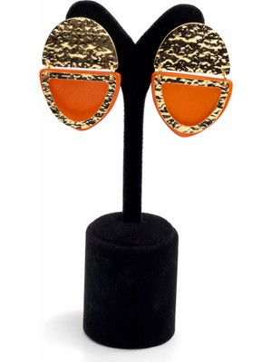 Pangu Lak Altın Kaplama Akrilik Detaylı Geometrik Küpe