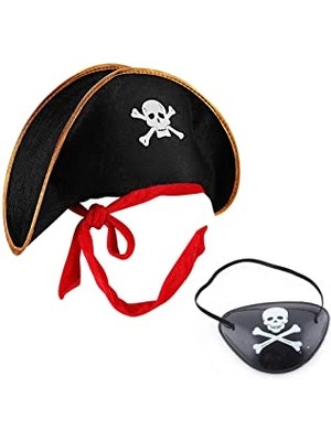 Urfakent Kaptan Jack Çocuk Korsan Şapkası ve Göz Bandı Seti