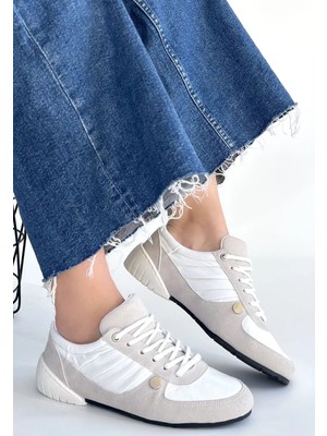 Jawen Gri Nubuk Beyaz Detaylı Spor Ayakkabı