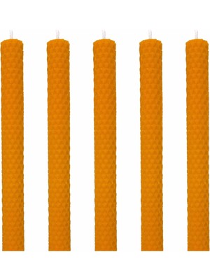 Feyza Design 5’li Doğal Petek Balmumu Şamdan Mum Seti, Dekoratif ve Bal Mumlu Tasarım