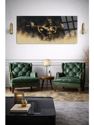 Olinpa Kırılmaz Cam Duvar Saati , Hem Tablo Hem Saat Spor Salonu Gym Tasarım Ev Ofis Hediyesi