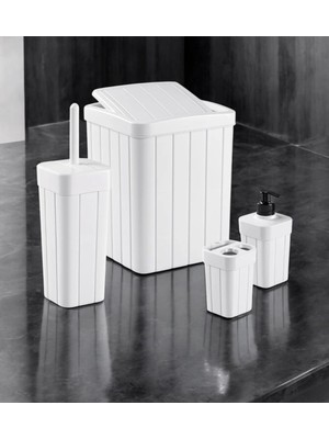 Feyza Design Şık ve Fonksiyonel Beyaz Banyo Seti, Pratik Kullanım Sağlar