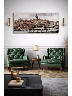 Olinpa Kırılmaz Cam Duvar Saati , Hem Tablo Hem Saat Istanbul Manzara  Tasarım Ev Ofis Hediyesi