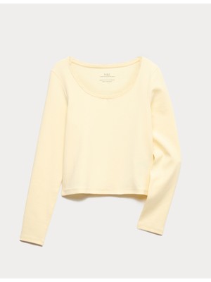Marks & Spencer Pamuk Karışımlı Uzun Kollu Tişört (6‑16 yaş)