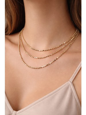 Tuel Çelik Katmanlı Zincir Kolye Gold Renk Çoklu Zincir Trend Kadın Kolye Şık Model