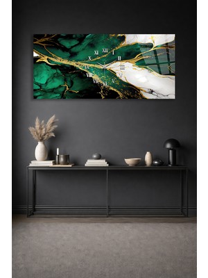 Olinpa Kırılmaz Cam Duvar Saati , Hem Tablo Hem Saat Renkli Modern Yeşil Tasarım Ev Ofis Hediyesi