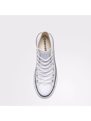 Converse Chuck Taylor All Star Lift Hi Deri Beyaz Sneaker Kalın Kauçuk Taban ile Konfor
