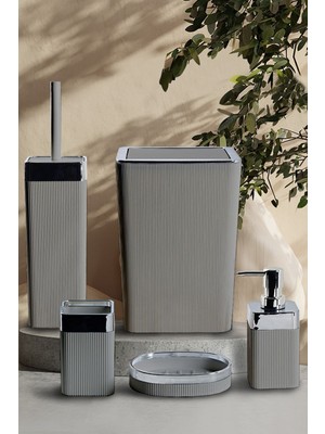 Feyza Design Şık Rattan 5 Parça Kare Banyo Takımı, Modern ve Fonksiyonel Tasarım