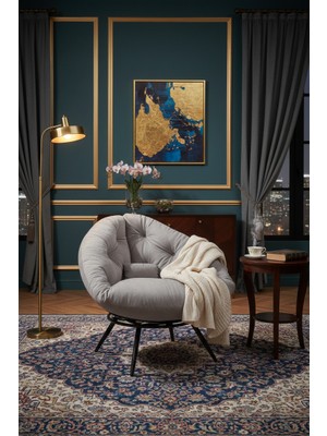 AVYNA Lüks Tekli Koltuk Berjer, Tv & Dinlenme Koltuğu | Gri Yastıklı & Minderli - Milano Tasarım