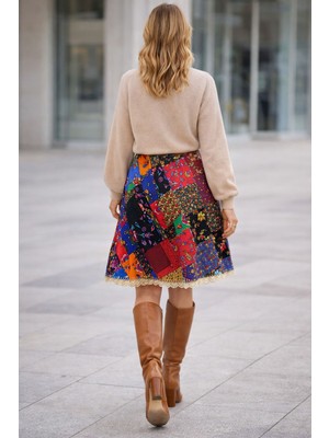 Tosbik Otantik Tosbikotantik Kişiye Özel Tasarım Midi Patchwork Pazen Etek