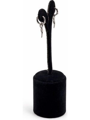 Pangu Spiral Detaylı Sallantılı Gümüş Renk Çelik Küpe