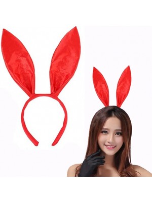 Ecoport Kırmızı Saten Şekil Verilebilir Tavşan Kulak Taç