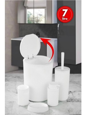 Feyza Design Modern ve Şık 5 Parça Beyaz Banyo Seti – Kostas Serisi