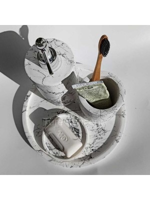 Feyza Design Banyo Seti: Sıvı Sabunluk, Tepsi, Diş Fırçalığı ve Katı Sabunluk