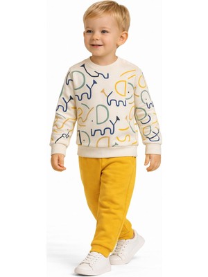 Baglan Erkek Çocuk Önü Baskılı Sweatshirt ve Eşofman Alt Takım BGL-ST05254