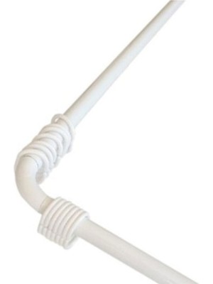 Feyza Design Beyaz Banyo Perdesi Köşe Borusu ve Kanca Seti, Pratik ve Şık Tasarım