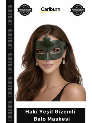Carlburn #balomakesi Haki Yeşil Masquerade Şıklık Gizem Balo Davet Parti Zarif Kostüm Balo Maskesi