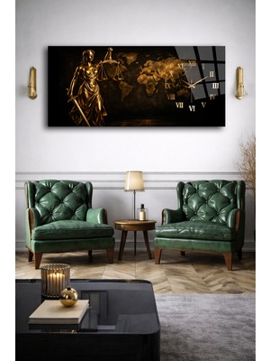 Olinpa Kırılmaz Cam Duvar Saati , Hem Tablo Hem Saat Adalet Terazisi Tasarım Ev Ofis Hediyesi