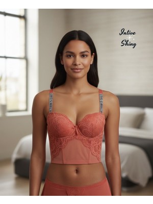 Intive Lingerie Intive 'vs Logolu' Premium Taşlı Askılı Balenli Double Push-Uplı Korse Detaylı Ithal Sütyen Büstiyer