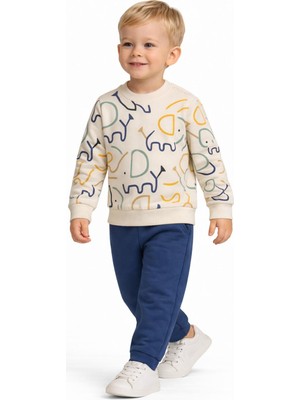 Baglan Erkek Çocuk Önü Baskılı Sweatshirt ve Eşofman Alt Takım BGL-ST05254