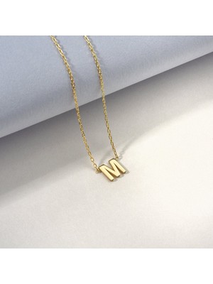 Nox Jewelry 14 Ayar Altın Kaplama Kişiye Özel Minimal Harf Gümüş Kolye - CN00461