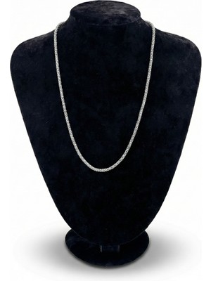 Pangu Gümüş Renkli Örgü Model Klasik Zincir Kolye