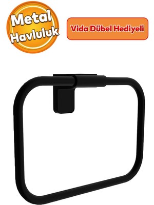 Feyza Design Siyah Paslanmaz Metal Vidalı Bez Havluluk, Lavabo, Banyo, Mutfak Için