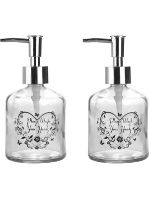 Feyza Design Cam Sıvı Sabunluk Iki Adet Kalpli Model 300ML, Şık ve Kullanışlı Tasarım