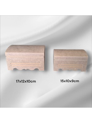 Sekay Ahşap Ham Ahşap Takı Aksesuar Ikili Dekoratif Sandık Kutu