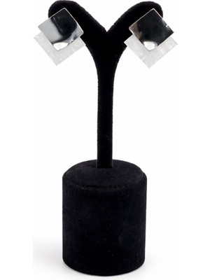 Pangu Gümüş Renk Geometrik Kare Çelik Küpe