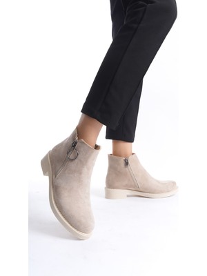 Aesco Margaret Fermuarlı Ortopedik Taban Topuklu Süet Kadın Bot  Stt - Ten