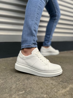 Aesco JY151 Boost Bağcıklı Cilt Erkek Günlük Sneaker Ayakkabı Cbt - Beyaz