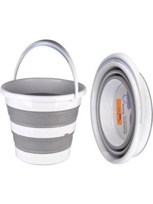 Feyza Design Katlanabilir Bebek ve Çocuk Su Kovası, 12,8 Litre, Gri, Banyo Için Uygun
