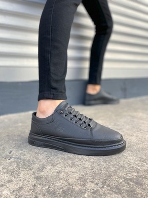 Aesco JY0535 Prime Bağcıklı Cilt Erkek Günlük Sneaker Ayakkabı Cst - Siyah