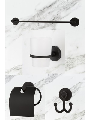 Feyza Design Şık Siyah Uzun Havluluk ve Çok Amaçlı Aksesuar Seti (4 Parça)