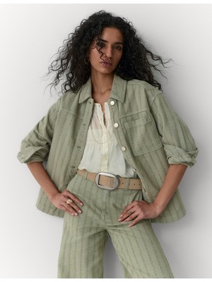 Marks & Spencer Saf Pamuklu Dokulu Denim Gömlek Ceket