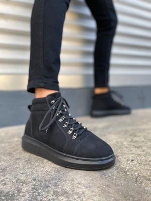 Aesco JY206 Ottawa Bağcıklı Ortopedik Taban Süet Erkek Spor Bot Sst - Siyah